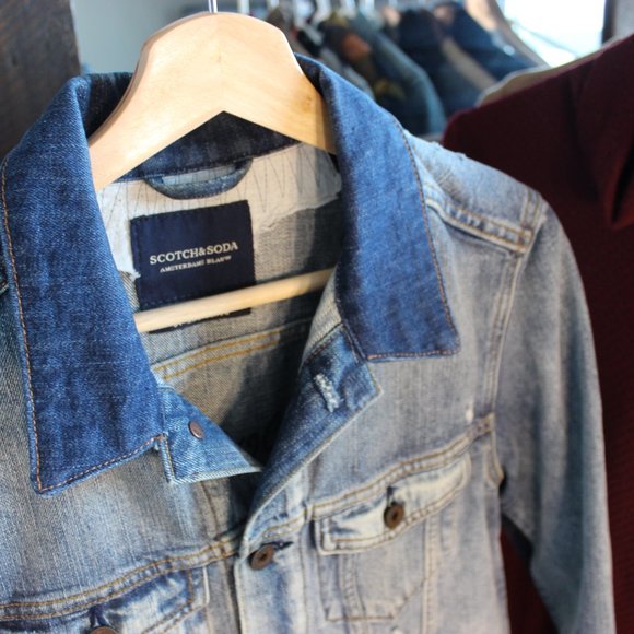 Scotch and Soda Distressed Two-Tone Denim Jacket - Picture 3 of 6